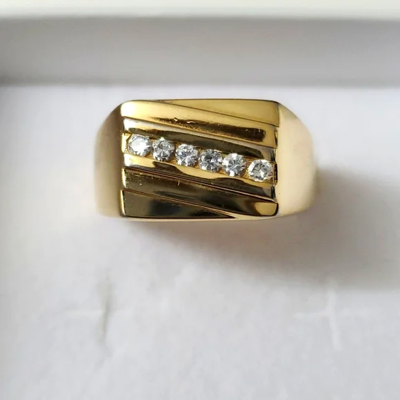 Sterling Silver 925 Channel Gold Ring - Picture 1 of 8